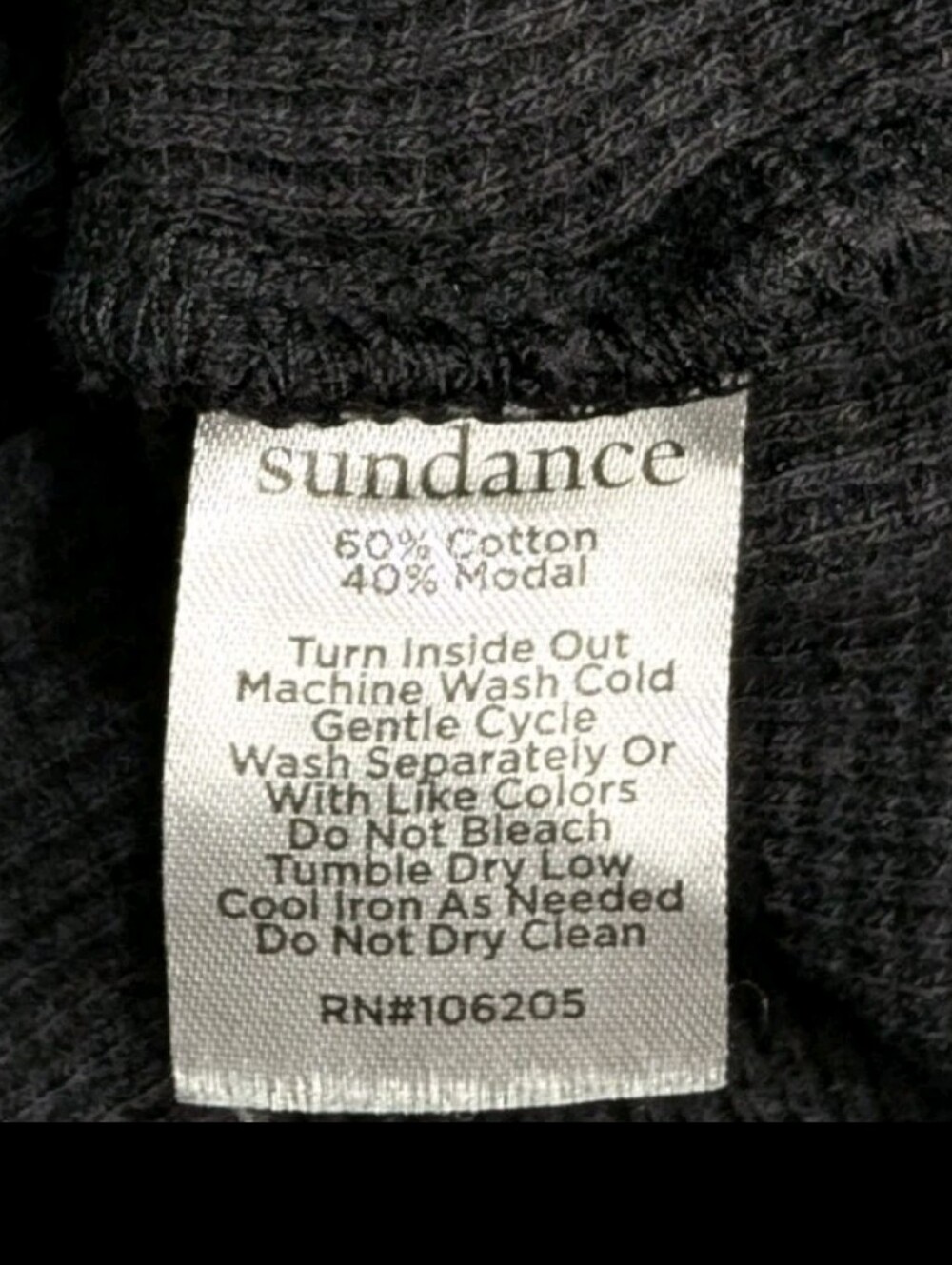 Sundance Waffle Knit Thermal Shirt Top Black L Outdoor Country Cowgirl #585 - Picture 4 of 7